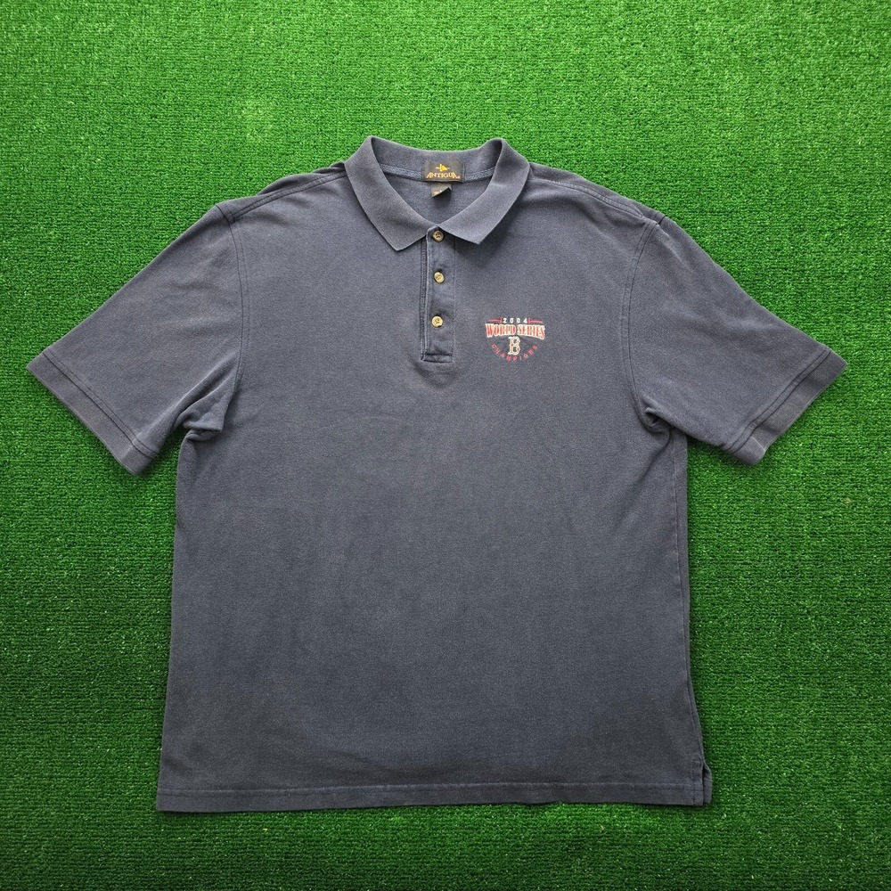 Antigua Boston Red Sox 2004 World Series Champions Polo Mens Large Navy Faded